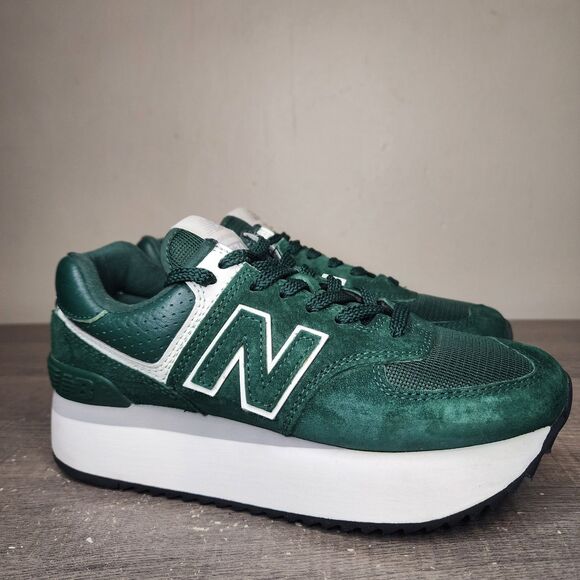 New Balance 574 Plus Shoes Platform Sneakers Acidic Green Suede Womens 7.5 - Picture 14 of 14